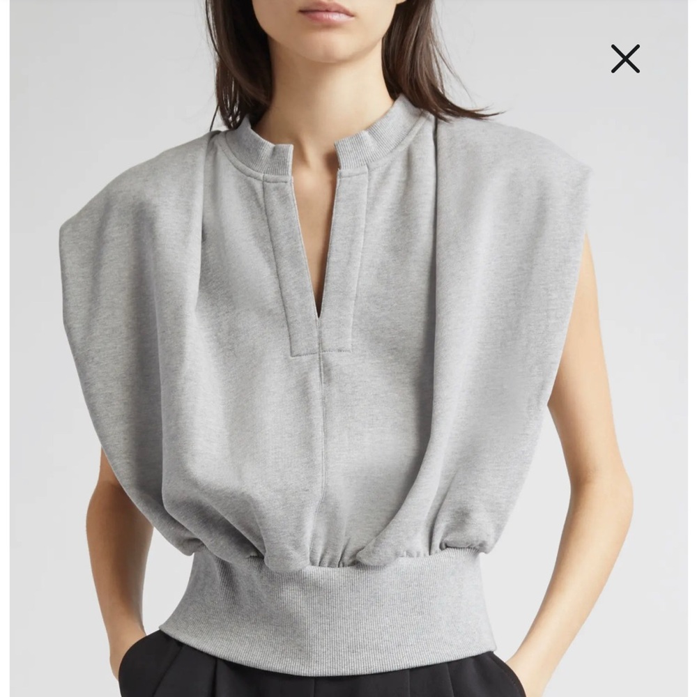 Luxury Gray Knit French Terry 3.1 Phillip Lim Top Blouse Shirt Large